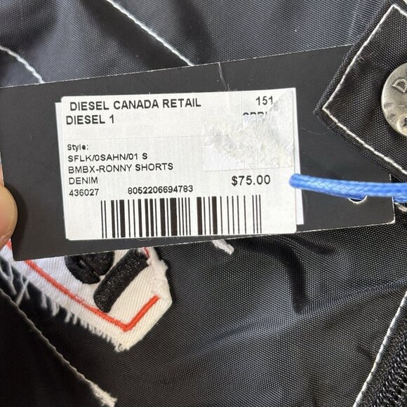 Diesel Beachwear BMBX Ronny Swim Shorts Trunks Mens S Black Orange Nylon Pocket - Picture 6 of 14